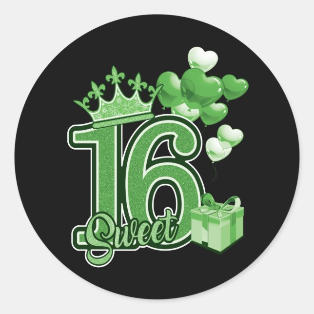 Adesivo Doce 16 de aniversário verde (Frente)