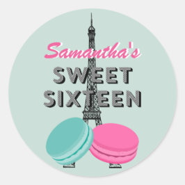 Adesivo Doce 16 de Paris Macaron Birthday Sticker Favor
