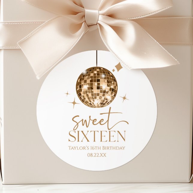 Adesivo Doce, 16 Dourados Disco Ball 16th Festa de anivers (Criador carregado)