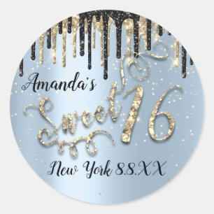 Adesivo Doce 16° partido Stars Dourado Confetti Enfumaçado