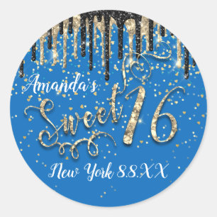 Adesivo Doce 16° partido Stars Herats Confetti Drips Doura