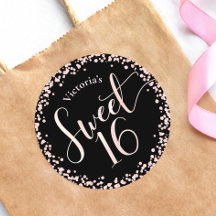 Doce 16 Preto Rosa Dourado Brilho Ponto Aniversári