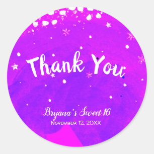 Adesivo Doce 16 Púrpura Trendy Modern Party Favor