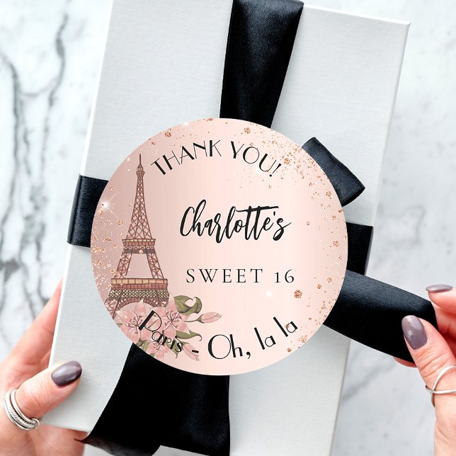 Adesivo Doce 16 Torre Eiffel Paris obrigado você (Criador carregado)