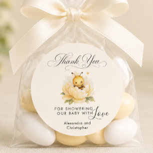 Adesivo Doce Abelha Floral Amarelo Agradecimento Aquarela