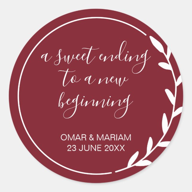 Adesivo Doce Acabando Novo Casamento Vermelho Cabernet Ini (Frente)