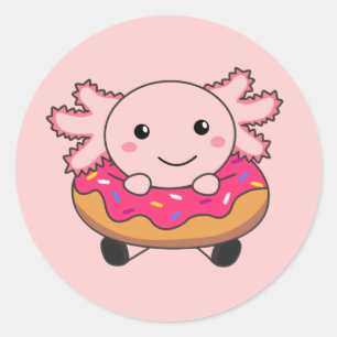 Adesivo Doce Axolotl Candy Law Rosquinha Rosa Clássica Rou