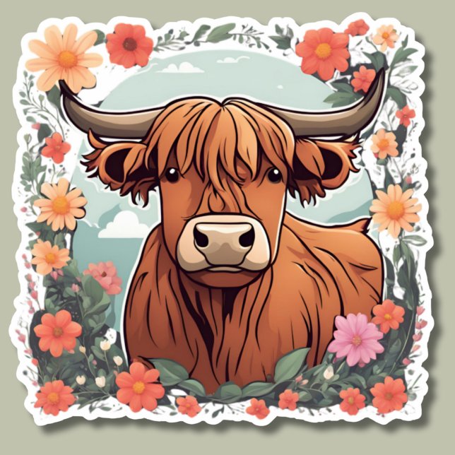 Adesivo Doce Bohemian Highland Cow Watersafe (Criador carregado)