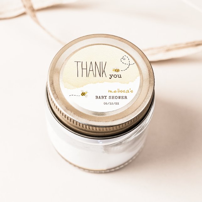 Adesivo Doce Chá de fraldas De Abelhas De Bumble Obrigado (Criador carregado)