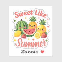 Adesivo Doce Como Amigos de Frutas Kawaii de Verão