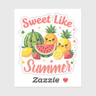 Adesivo Doce Como Amigos de Frutas Kawaii de Verão