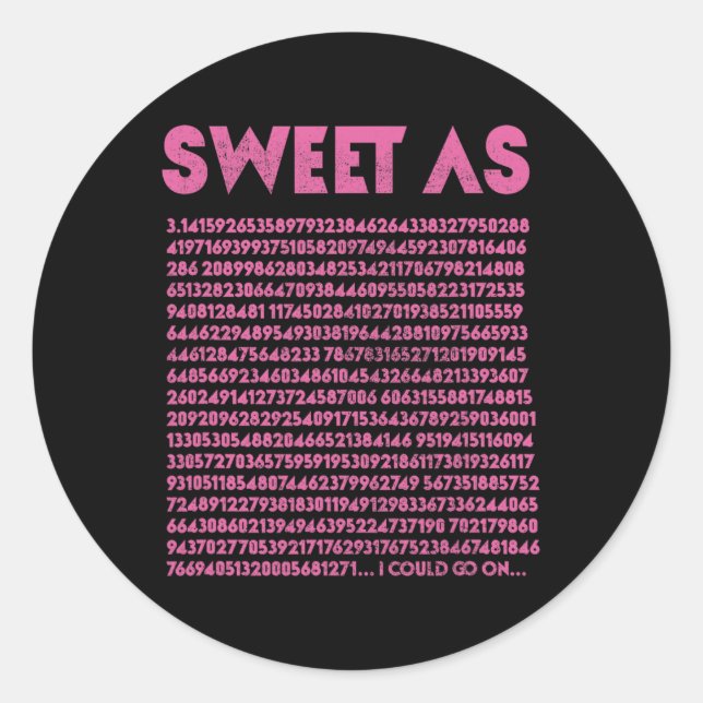 Adesivo Doce Como Professor De Geek De Matemática Pi 3.14, (Frente)