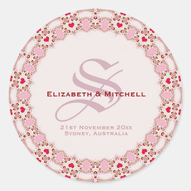 Adesivo Doce Corações de Amor Casamento de Colar (Frente)