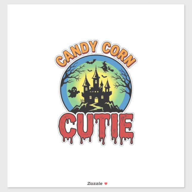 Adesivo Doce Cute de Milho Design de Castelo de Halloween  (Folha)
