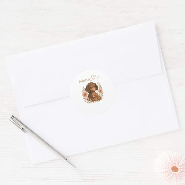 Adesivo Doce Dachshund Mamãe Dia das Mães (Envelope)