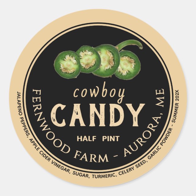 Adesivo Doce de Cowboy Pimenta Jalapeno Açucarada Jelly Ap (Frente)