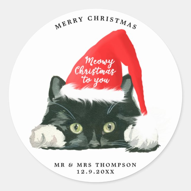 Adesivo doce de gato de natal meowy christmas (Frente)