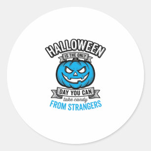 Adesivo Doce de Halloween de Estranhos Desenho de Abóbora