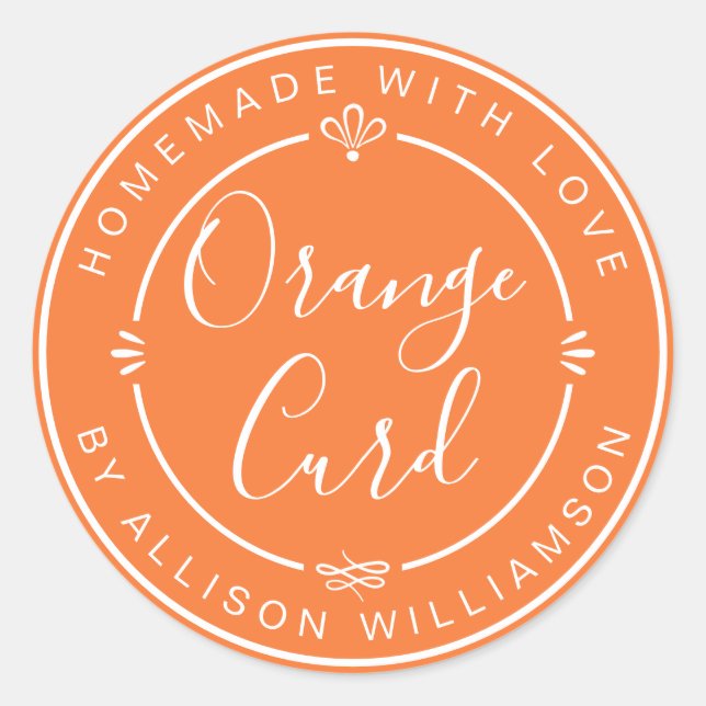 Adesivo Doce de Laranja Personalizado Feito com Amor (Frente)