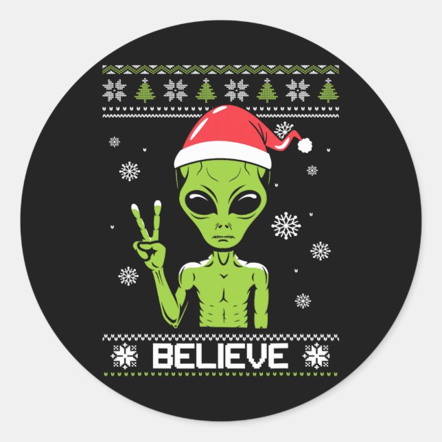 Adesivo Doce De Natal alienígena Acredita Na Alienígena De (Frente)