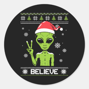 Adesivo Doce De Natal alienígena Acredita Na Alienígena De