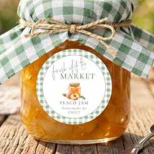 Adesivo Doce de Pêssego Market Sage Gingham Chá de Noiva