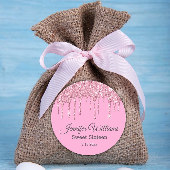 Adesivo doce dezesseis faíscas cor-de-rosa pingando brilho (Criador carregado)