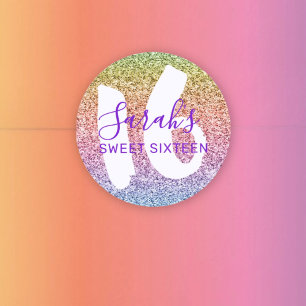 Adesivo Doce Divertido 16 Rainbow Glitter Sparparte Aniver