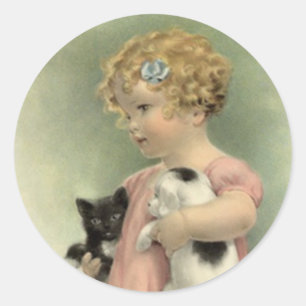 Adesivo Doce do filhote de cachorro do gatinho da menina