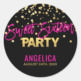 Adesivo Doce Dourado preto personalizado DEZESSEIS 16 do