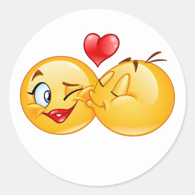 Adesivo doce e fofo emoji ama corações beijo (Frente)