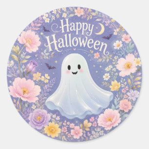 Adesivo Doce Encanto Floral de Fantasma de Halloween
