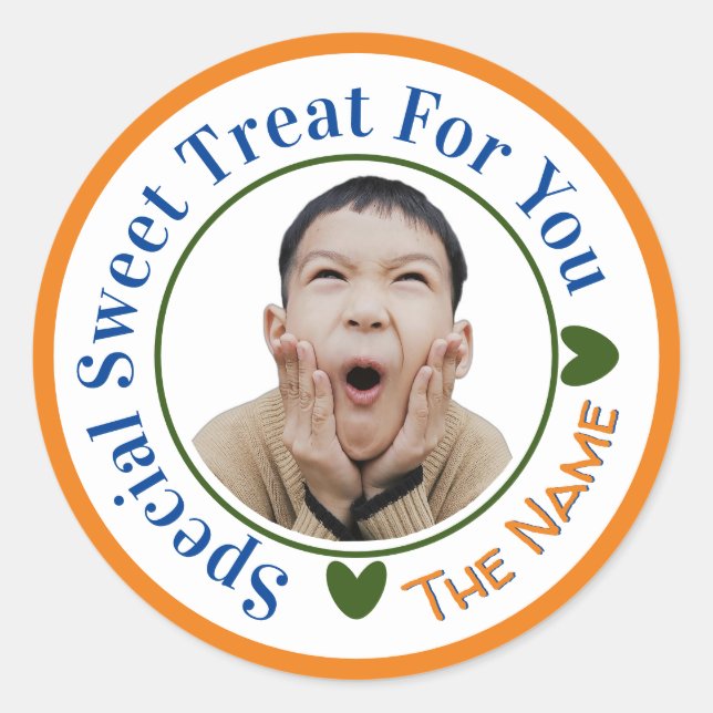 Adesivo Doce Especial para Você Nome da Foto Laranja (Frente)