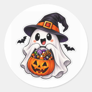 Adesivo Doce Fantasma de Halloween Bruxa Abóbora Doce