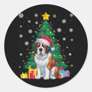 Adesivo Doce Feio Luzes de Árvore Xmas Santo Bernard Dog S