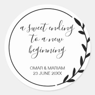 Adesivo Doce Fim Coroa Preta e Branca Favor de Casamento