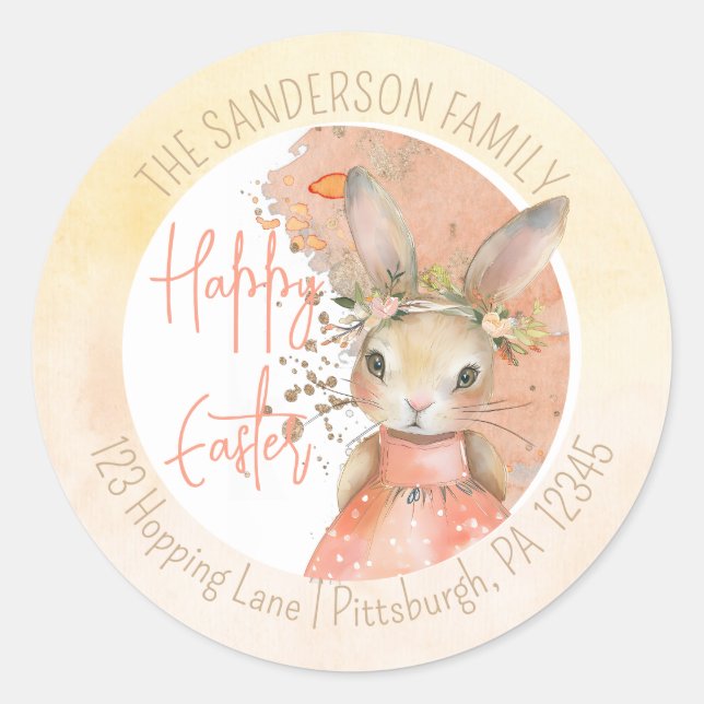 Adesivo Doce Floral Bunny Felz pascoa Endereço de Retorno (Frente)