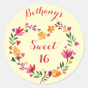 Adesivo Doce floral personalizado 16 da aguarela