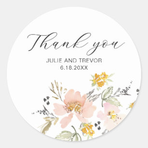 Adesivo Doce Floral Watercolor Casamento Obrigado Sticker