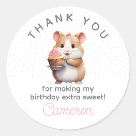 Adesivo Doce Hamster, Aniversário das Crianças de Cupcake