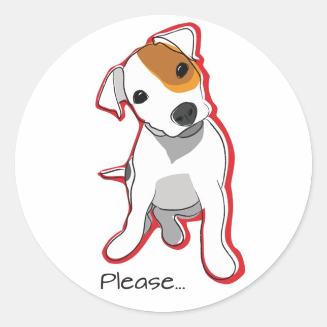 Adesivo Doce Jack Russell Puppy "Por Favor" Sticker (Frente)