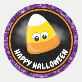 Adesivo Doce Milho de Canela e Purpurina Roxa Halloween pa