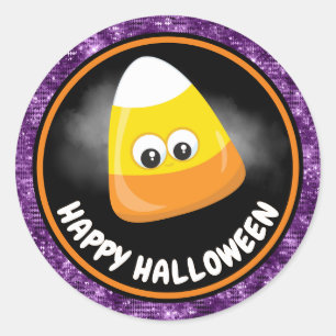 Adesivo Doce Milho de Canela e Purpurina Roxa Halloween pa