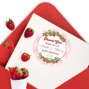 Adesivo Doce Morango Rosa Obrigado Baby Shower