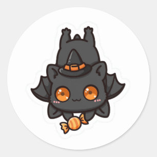 Adesivo Doce Morcego de Halloween Bruxa Doce