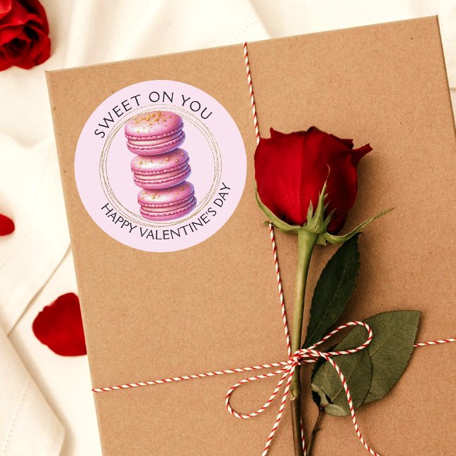 Adesivo Doce no seu Feliz dia de os namorados Macaron (Sweet on You Valentine's Day sticker, but can be used for other events or baking packaging.)