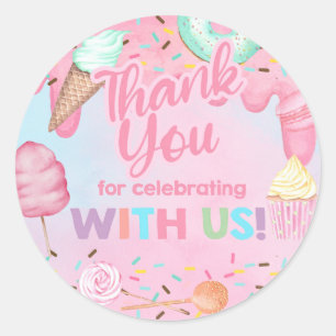 Adesivo Doce, obrigado de aniversário de uma garota, seu a