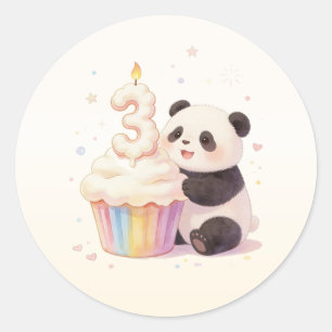 Adesivo Doce Panda de Pastel Bebê 3º Aniversário