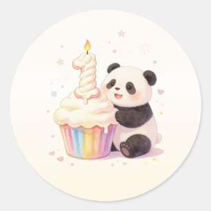 Adesivo Doce Panda de Pastel Bebê Aniversário de 1 Ano