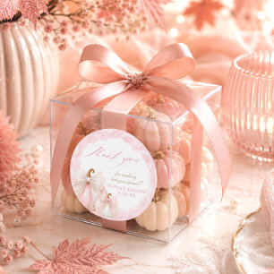 Adesivo Doce Pequena Abóbora com Laço Baby Shower Obrigado